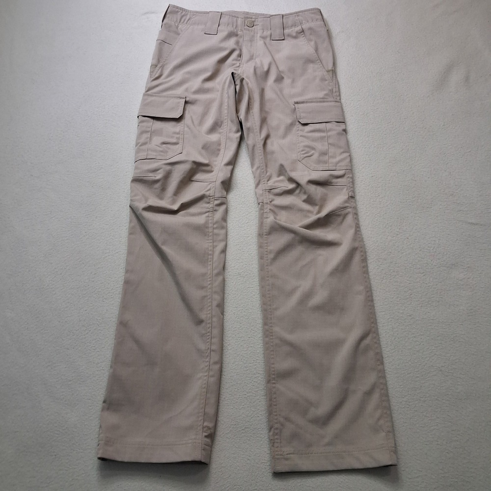 Under Armour Womens Tactical Cargo Pants Tan Khaki Loose Fit Size 4 Ripstop